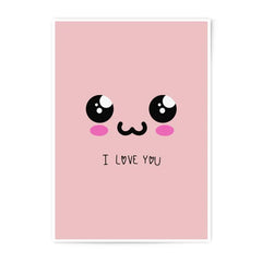 Kawaii Photographic Prints, Cute Face Art Print, Pink Wall Decor, I Love You Gift, Anime Eyes Home Decor, Nursery Art Print, Gift for Her - Tawshia