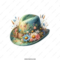 Floral Hat Tote Bag, Elegant Accessory, Nature Inspired, Stylish Bag, Fashionable Tote Bag, Unique Design Tote - Tawshia