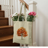 Autumn Tree Tote Bag, Fall Foliage Shopping Bag, Watercolor Tree Reusable Grocery Bag, Nature Lover Gift Idea, Eco Friendly Tote - Tawshia
