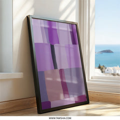 Abstract Purple Wall Art, Geometric Wall Decor, Modern Art Print, Home Decor, Living Room Art, Stylish Prints, Trendy Wall Hanging - Tawshia