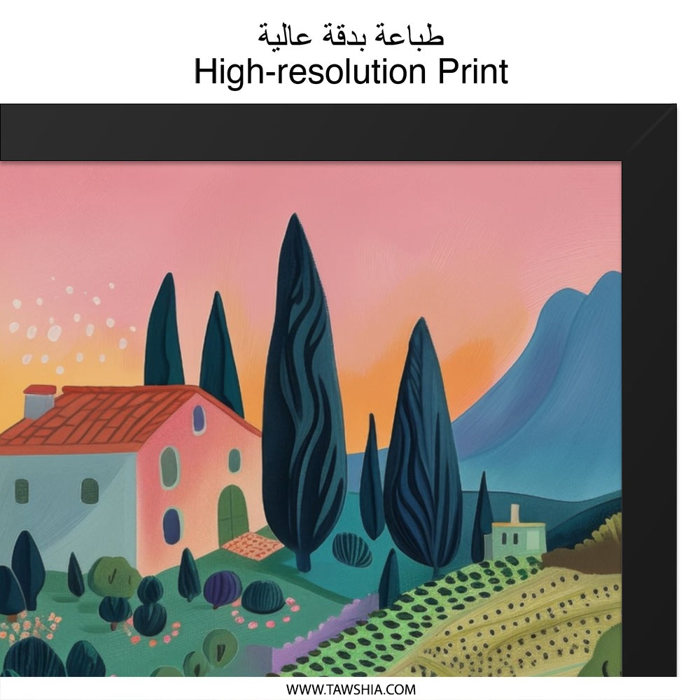Tuscany Wall Art, Italian Countryside Print, Landscape Painting, Farmhouse Decor, Europe Travel Poster, Tuscan Villa Art, Italy Art Print - Tawshia
