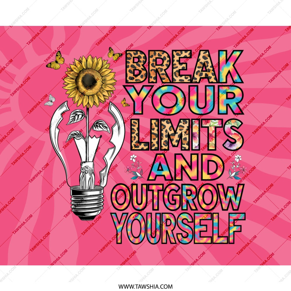 Sunflower Mouse Pad, Motivational Mousepad, Break Your Limits, Outgrow Yourself, Floral Office Decor, Inspirational Gift, Desk Accessories - Tawshia