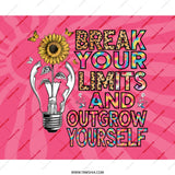 Sunflower Mouse Pad, Motivational Mousepad, Break Your Limits, Outgrow Yourself, Floral Office Decor, Inspirational Gift, Desk Accessories - Tawshia