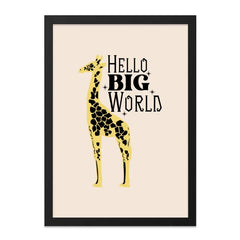 Giraffe Framed Wall Art, Nursery Decor, Kids Room Art, Hello Big World Print, Animal Art, Safari Theme, Modern Art, Gift Idea - Tawshia