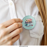 Ice Cream Machine Pinback Button, Colorful Dessert Button, Retro Style, Foodie Gift, Summer Treat Pin Button, Gift for Ice Cream Lover - Tawshia