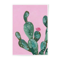 Prickly Pear Cactus Photographic Print, Pink Background Art, Desert Plant Wall Decor, Southwestern Home Decor, Botanical Art - Tawshia