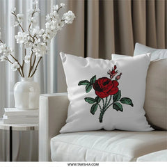 Red Rose Pillow, Floral Pillow, Flower Pillow, Botanical Pillow, Home Decor Pillow, Couch Pillow, Decorative Pillow - Tawshia
