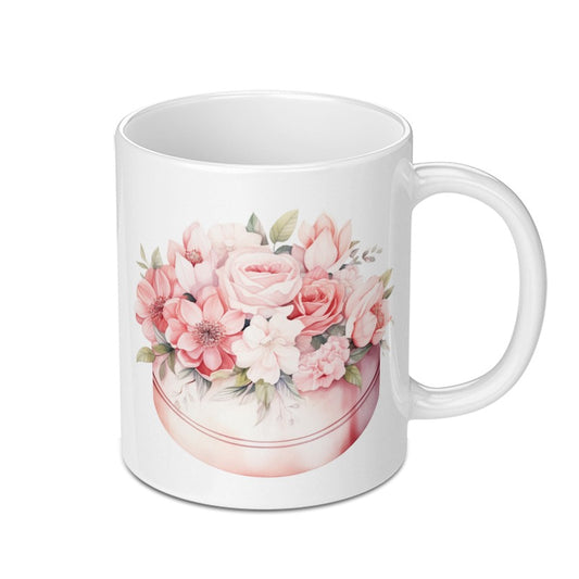 Floral Mug, Pink Rose Mug, Flower Bouquet Mug, Watercolor Mug, Gift for Her, Coffee Mug, Tea Mug, Unique Mug, Pretty Mug, Decorative Mug - Tawshia