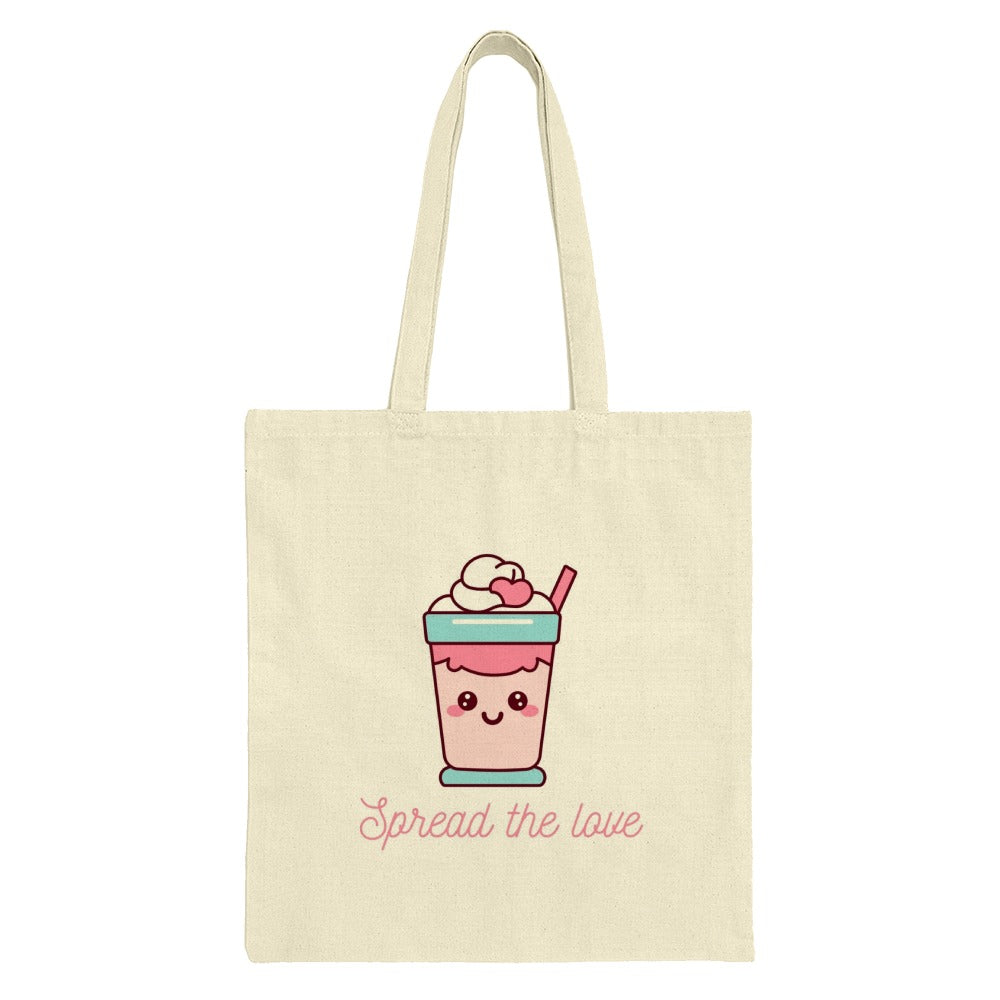 Cute Coffee Tote Bag, Spread Love Shopping Bag, Kawaii Drink Lover Bag, Gift for Coffee Addict, Adorable Gift Tote - Tawshia
