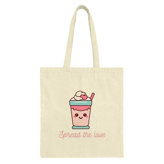 Cute Coffee Tote Bag, Spread Love Shopping Bag, Kawaii Drink Lover Bag, Gift for Coffee Addict, Adorable Gift Tote - Tawshia