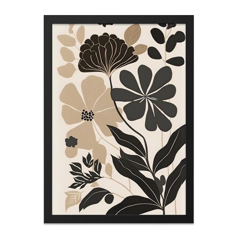Floral Wall Art, Neutral Flower Print, Botanical Art Print, Modern Floral Decor, Beige and Black Flower Wall Decor, Minimalist Flower Design - Tawshia