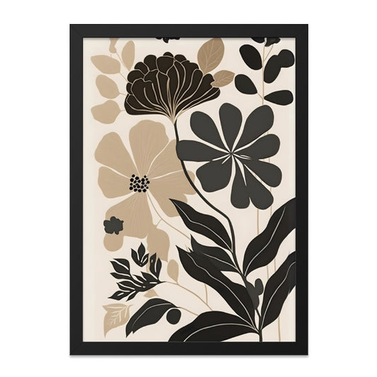 Floral Wall Art, Neutral Flower Print, Botanical Art Print, Modern Floral Decor, Beige and Black Flower Wall Decor, Minimalist Flower Design - Tawshia