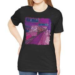 Vintage Retro Neon Cyberpunk Train T-Shirt product