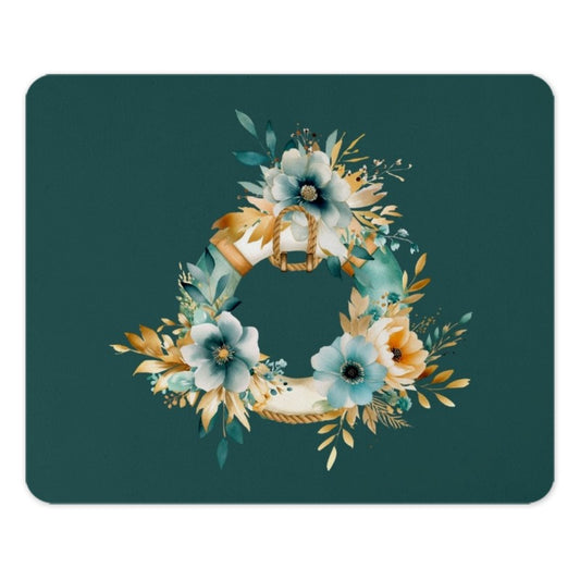 Floral Lifebuoy Mouse Pad, Watercolor Flowers Mousepad, Nautical Decor Mouse Mat, Botanical Mousepad, Floral Wreath Office Decor - Tawshia