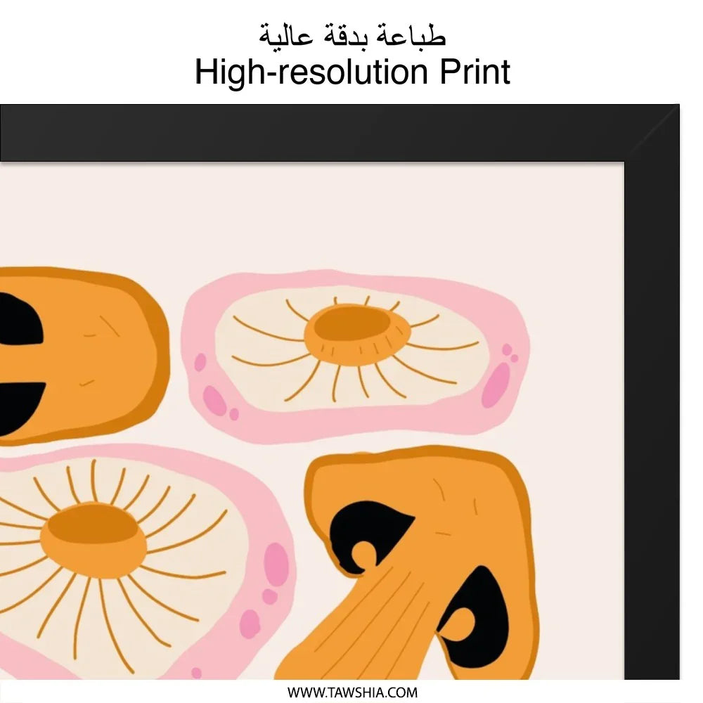 Mushroom Wall Art, Fungi Print, Kitchen Decor, Modern Wall Art, Cute Mushroom Art, Food Art, Mushroom Poster, Botanical Print, Trendy Wall - Tawshia