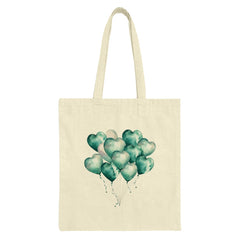 Heart Balloons Tote Bag, Watercolor Balloons Tote, Cute Everyday Tote, Heart Gift, Love Tote, Green Balloons, Gift For Her, Birthday Gift - Tawshia