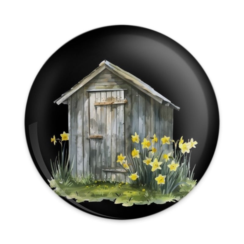 Daffodil Shed Pinback Button, Floral Button, Garden Shed Badge, Spring Flowers Button, Countryside Chic, Botanical Decor, Gift Idea - Tawshia