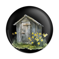 Daffodil Shed Pinback Button, Floral Button, Garden Shed Badge, Spring Flowers Button, Countryside Chic, Botanical Decor, Gift Idea - Tawshia