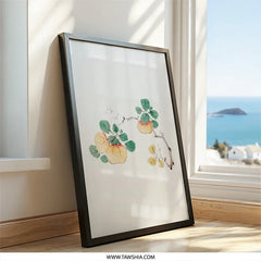 Persimmon Wall Art, Botanical Print, Asian Art Decor, Fruit Illustration, Modern Home Decor, Nature Inspired Artwork, Framed Art - Tawshia