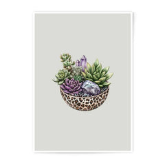 Succulents Photographic Prints, Crystal Art Decor, Leopard Print Bowl, Nature Wall Art, Botanical Print, Home Decor, Stylish Gift - Tawshia