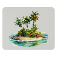 Tropical Island Mouse Pad, Beach Paradise Desk Decor, Palm Tree Island Office Gift, Ocean View Computer Accessory, Summer Vibes Mousepad - Tawshia