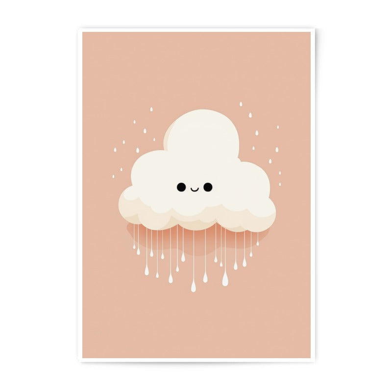 Cute Cloud Photographic Print, Nursery Art Print, Whimsical Decor, Weather Illustration, Smiling Cloud, Kids Room Decor, Pastel Art - Tawshia