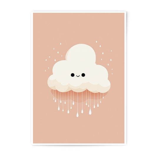 Cute Cloud Photographic Print, Nursery Art Print, Whimsical Decor, Weather Illustration, Smiling Cloud, Kids Room Decor, Pastel Art - Tawshia