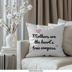 Mothers Day Pillow, Heart Compass, Mothers Day Gift, Mom Birthday, Decorative Pillow, Gift for Mom, Throw Pillow, Home Decor - Tawshia
