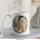 Floral Shell Mug, Nautilus Pattern Coffee Cup, Sea Shell Lover Gift, Ocean Theme Mug, Seashell Collector Mug, Unique Seashell Mug - Tawshia