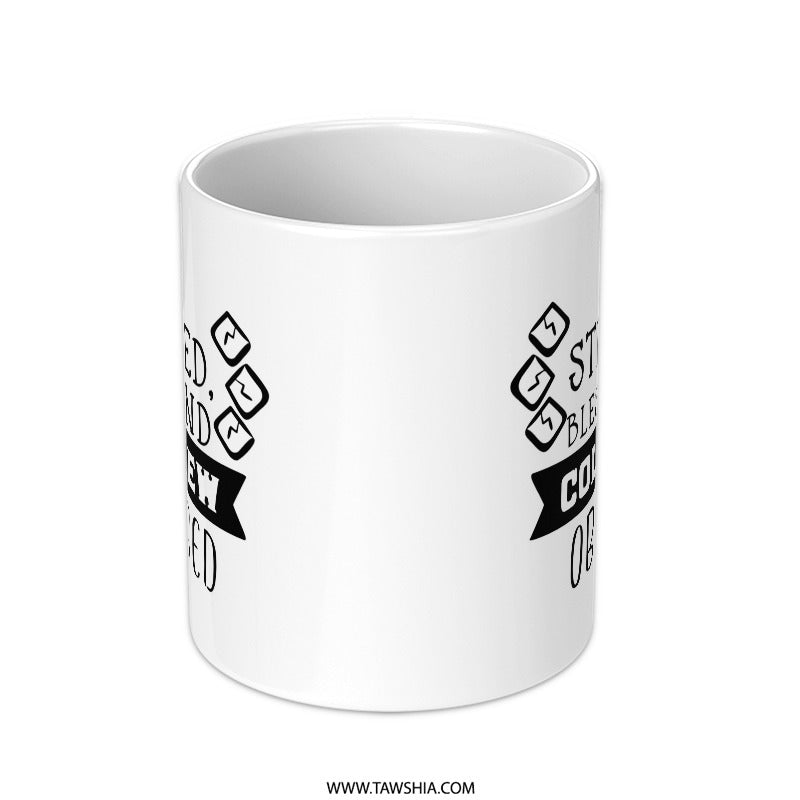 Stressed Blessed Cold Brew Obsessed Mug, Coffee Lover Gift, Funny Coffee Mug, Coffee Addict, Caffeine Mug, Work From Home Mug - Tawshia