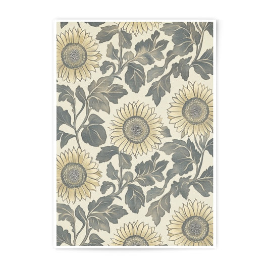 Sunflower Photographic Print, Floral Wall Art, Botanical Print, Vintage Style Artwork, Sunflower Home Decor, Art Nouveau Illustration - Tawshia