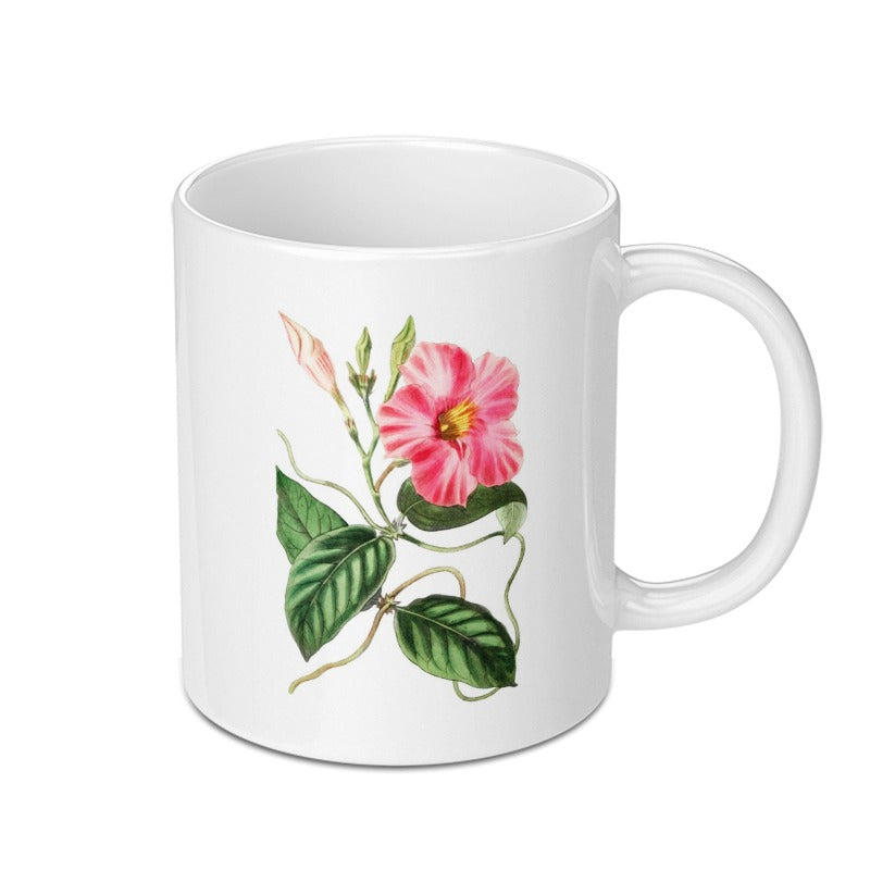 Pink Allamanda Flower Mug, Floral Botanical Coffee Mug, Vintage Flower Mug, Nature Lover Mug, Gift Mug - Tawshia