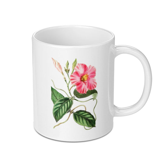 Pink Allamanda Flower Mug, Floral Botanical Coffee Mug, Vintage Flower Mug, Nature Lover Mug, Gift Mug - Tawshia