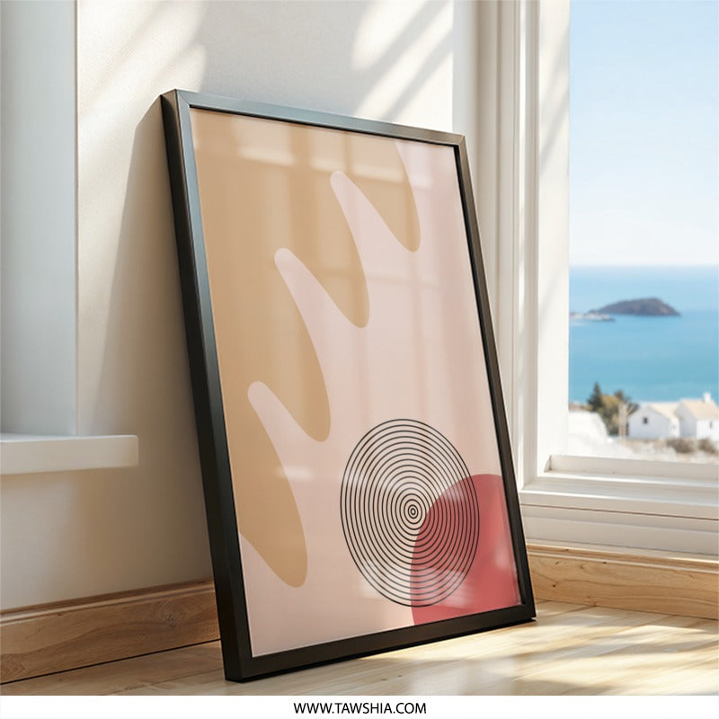 Abstract Wall Art, Minimalist Print, Boho Decor, Circle Art, Modern Art Print, Geometric Wall Decor, Beige Pink Artwork, Home Decor Gift - Tawshia
