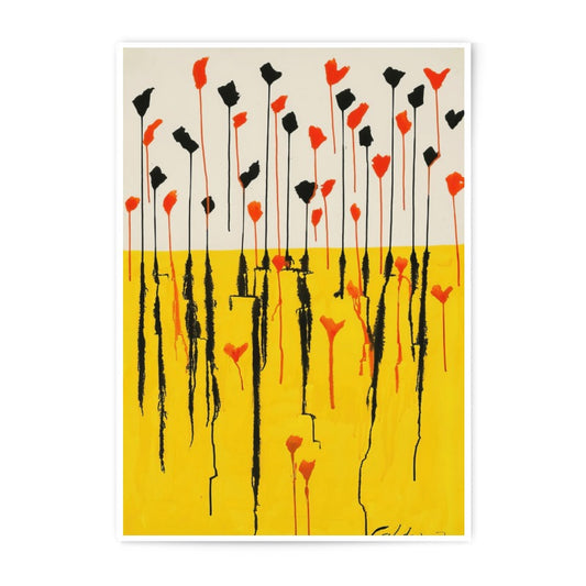 Abstract Flower Photographic Print, Modern Art Print, Yellow and Black Wall Art, Home Decor, Floral Art, Unique Gift Idea, Living Room Decor - Tawshia