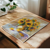 Sunflower Still Life Photographic Print, Yellow Floral Art, Vibrant Flower Bouquet, Home Decor Art, Impressionist Painting Style - Tawshia