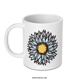 Blue Sunflower Mug, Floral Coffee Cup, Cute Flower Gift, Botanical Mug, Plant Lover Mug, Unique Ceramic Mug, Spring Design, Summer Mug - Tawshia