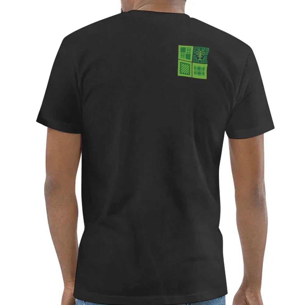 Green Abstract Design on Black T-Shirt product