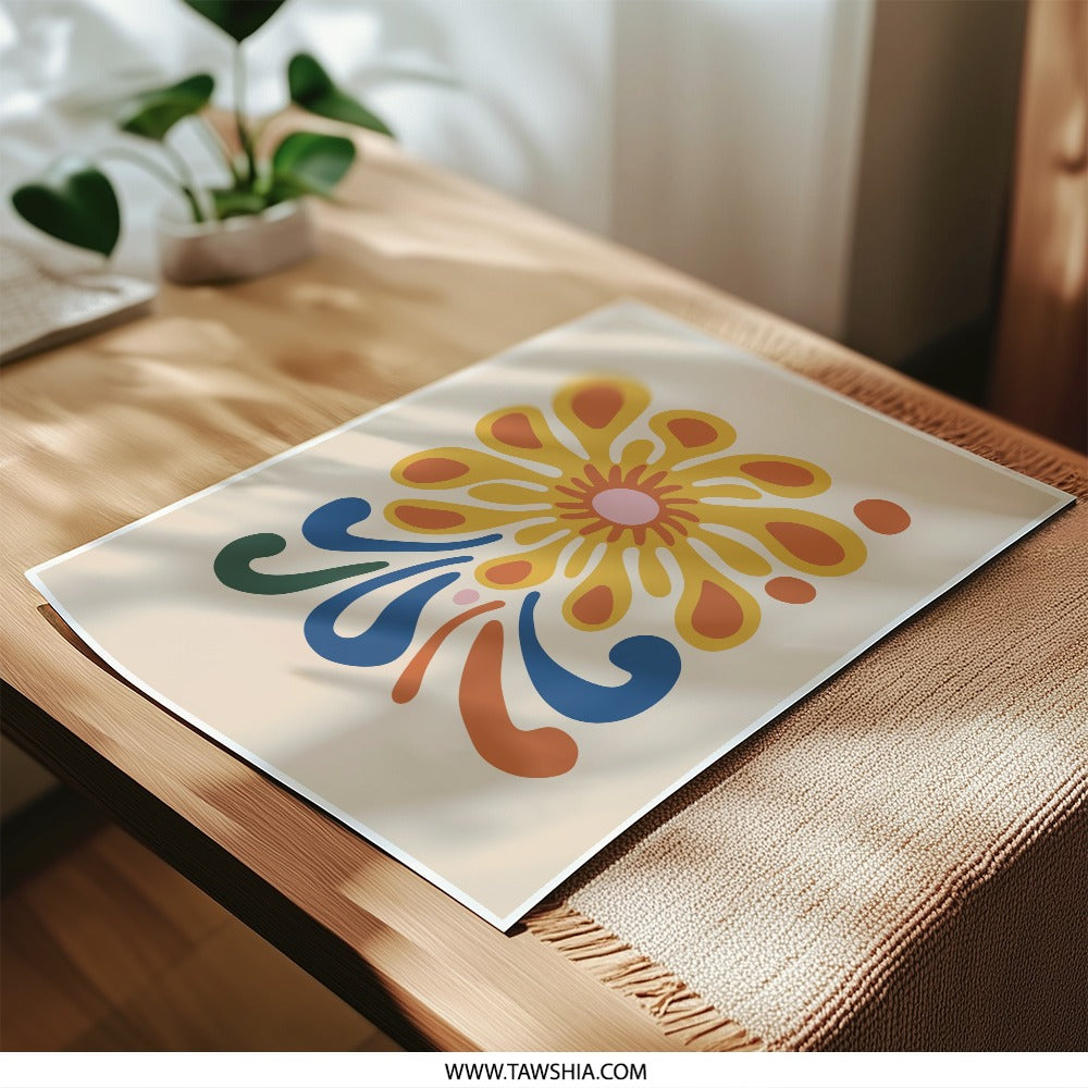 Abstract Floral Art Photographic Print, Retro Flower Wall Decor, Modern Home Art, Botanical Wall Art, Unique Gift Idea, Room Decor - Tawshia