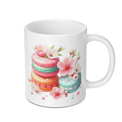 Macaron Mug, Floral Mug, Flower Mug, Coffee Mug, Tea Mug, Gift Mug, Dessert Mug, Pastel Colors, Pretty Mug, Sweet Treats Mug - Tawshia