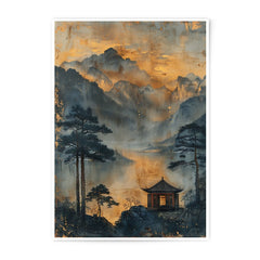 Asian Landscape Photographic Print, Mountain Lake Wall Art, Japanese Temple Decor, Scenic Fine Art Print, Home Decor Gift - Tawshia