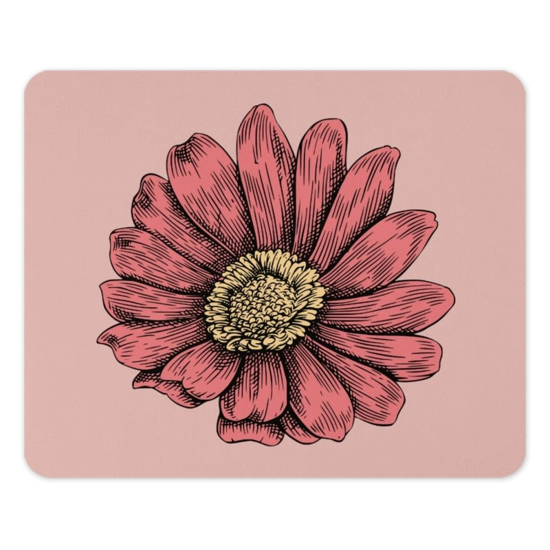 Pink Flower Mouse Pad, Floral Desk Accessory, Pretty Office Decor, Botanical Illustration, Elegant Mousepad, Gift For Her, Floral Mouse Mat - Tawshia