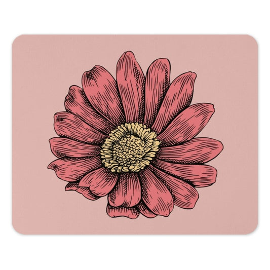 Pink Flower Mouse Pad, Floral Desk Accessory, Pretty Office Decor, Botanical Illustration, Elegant Mousepad, Gift For Her, Floral Mouse Mat - Tawshia