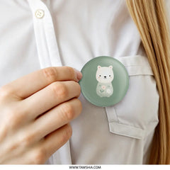 Cute Bear Pinback Button, Floral Bear Button, Animal Button, Pastel Button, Kawaii Pin Button, Trendy Badge, Aesthetic Pin, Gift for Friends - Tawshia