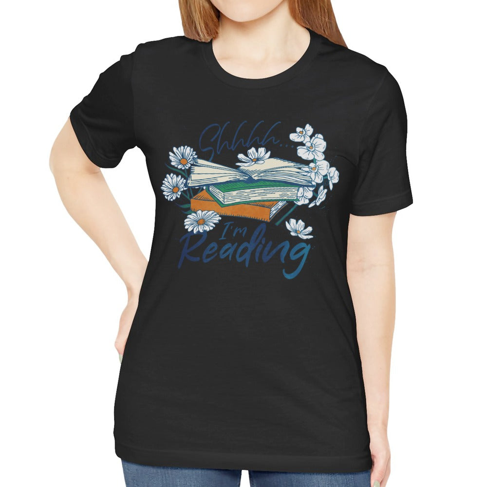 Shhhh I'm Reading Graphic Black T-Shirt product type