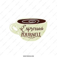 Espresso Yourself Pillow, Coffee Lover Gift, Cozy Home Decor, Unique Pillow Design, Cute Coffee Cup Pillow - Tawshia