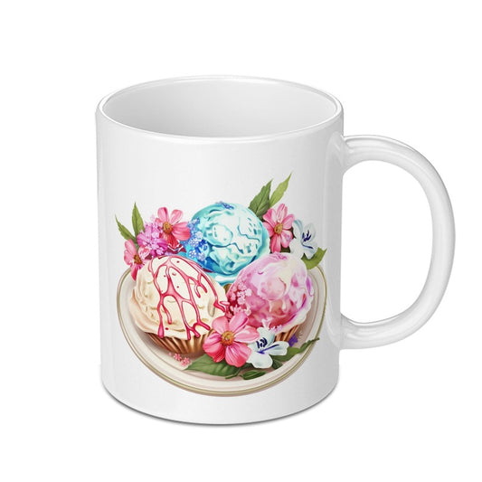 Ice Cream Floral Mug, Dessert Mug, Colorful Coffee Mug, Cute Mug, Gift for Her, Foodie Mug, Kitchen Decor, Unique Coffee Mug, Birthday Gift - Tawshia