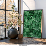 Emerald Leaves Wall Art, Elegant Greenery Print, Botanical Decor, Nature Inspired Artwork, Home Decor, Living Room Wall Art, Framed Wall Art - Tawshia