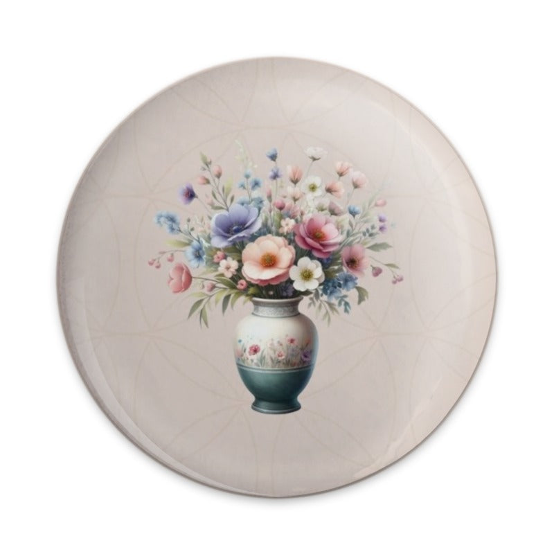 Floral Vase Pinback Button, Flower Bouquet Pin, Botanical Art Button, Watercolor Style Button, Gift for Florist, Pretty Flower Badge - Tawshia