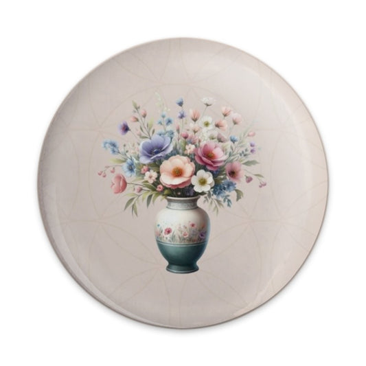 Floral Vase Pinback Button, Flower Bouquet Pin, Botanical Art Button, Watercolor Style Button, Gift for Florist, Pretty Flower Badge - Tawshia